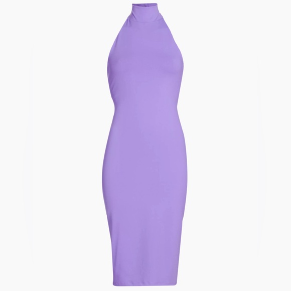 Susana Monaco High Neck Halter Midi Dress BarbieCORE Hit Pink NWT X Small - Picture 5 of 14